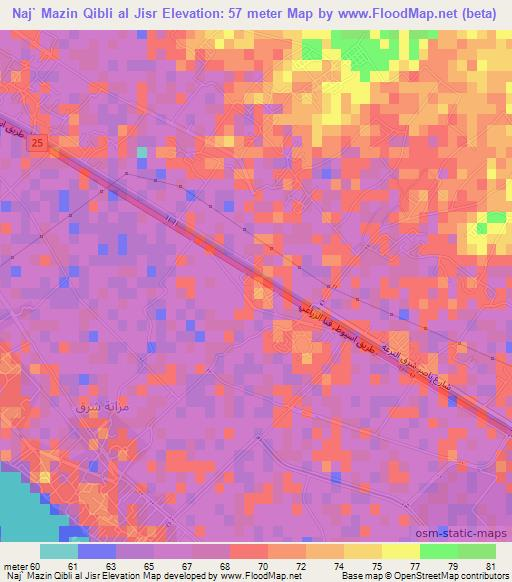 Naj` Mazin Qibli al Jisr,Egypt Elevation Map