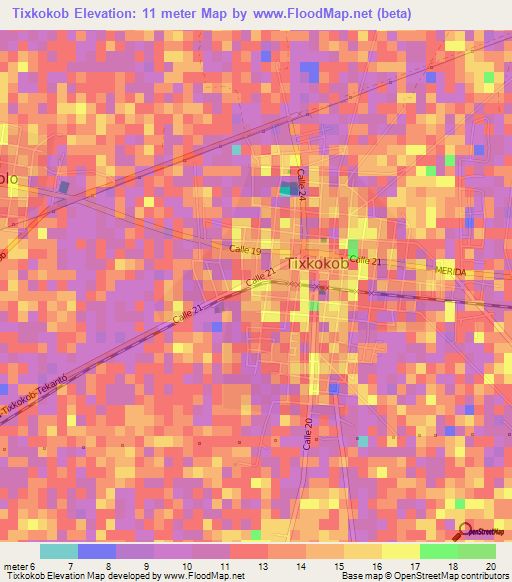 Tixkokob,Mexico Elevation Map