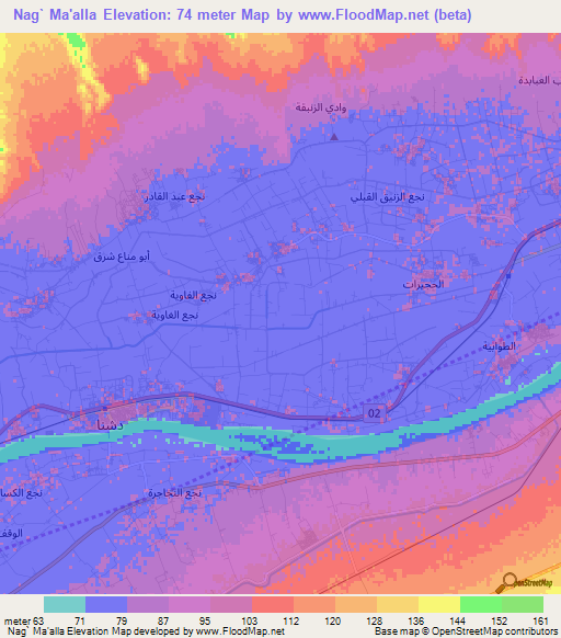 Nag` Ma'alla,Egypt Elevation Map