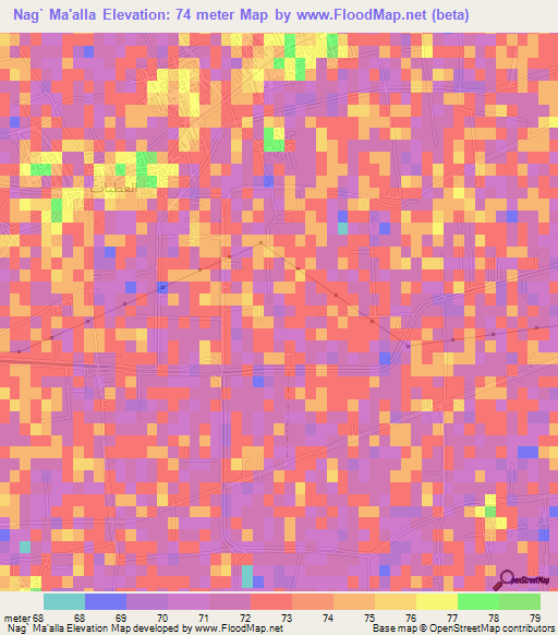 Nag` Ma'alla,Egypt Elevation Map