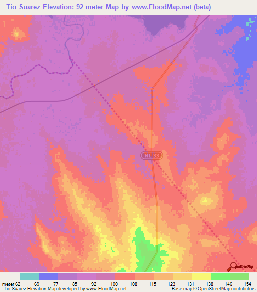 Tio Suarez,Mexico Elevation Map