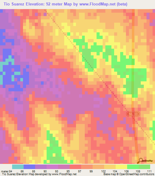 Tio Suarez,Mexico Elevation Map