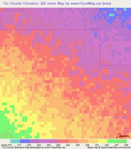 Tio Chonito,Mexico Elevation Map