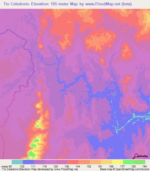 Tio Celedonio,Mexico Elevation Map