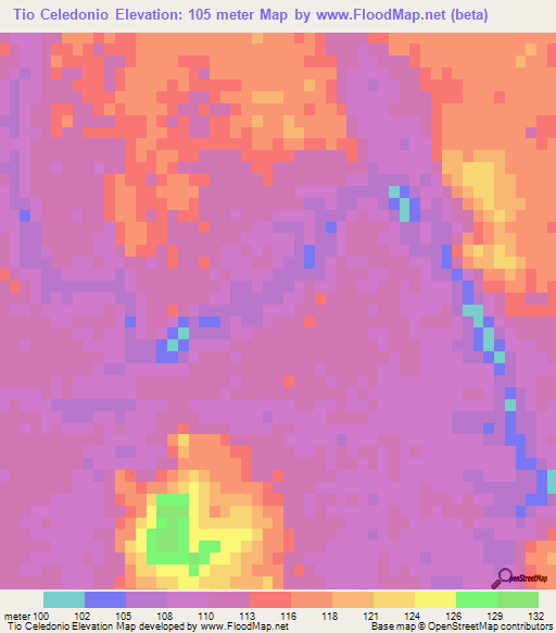 Tio Celedonio,Mexico Elevation Map