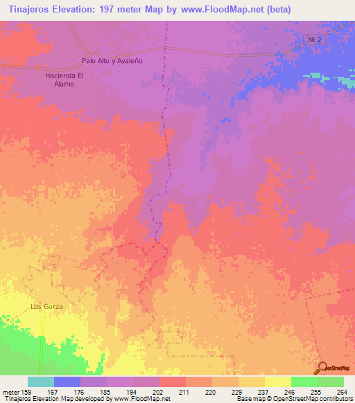 Tinajeros,Mexico Elevation Map