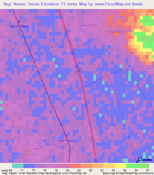 Nag` Karam `Imran,Egypt Elevation Map