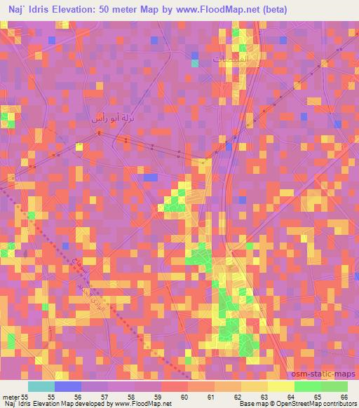 Naj` Idris,Egypt Elevation Map