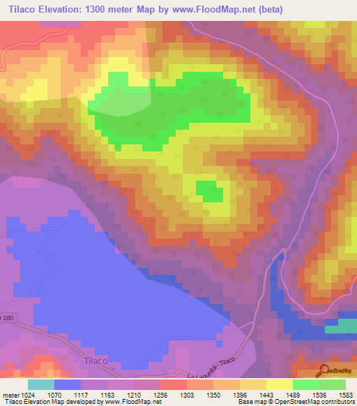 Tilaco,Mexico Elevation Map