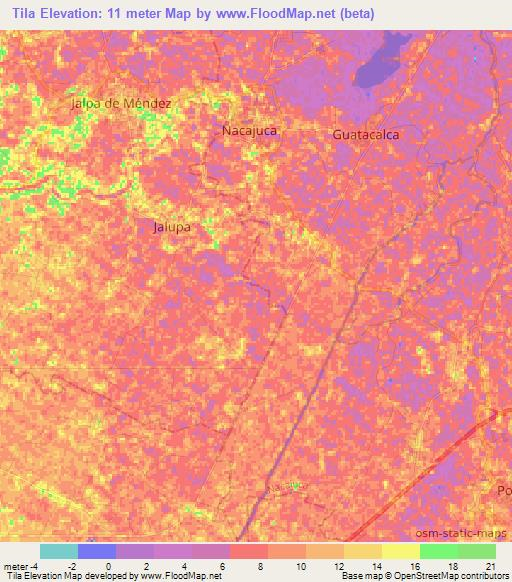 Tila,Mexico Elevation Map