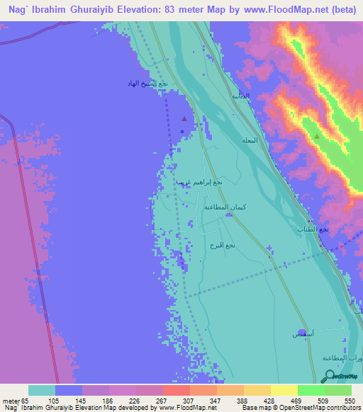 Nag` Ibrahim Ghuraiyib,Egypt Elevation Map