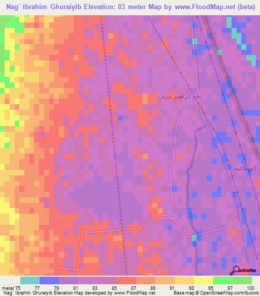 Nag` Ibrahim Ghuraiyib,Egypt Elevation Map