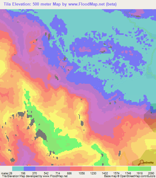 Tila,Mexico Elevation Map