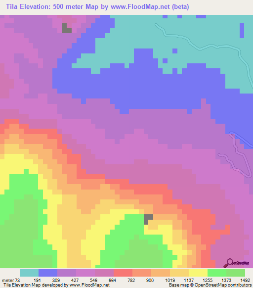 Tila,Mexico Elevation Map