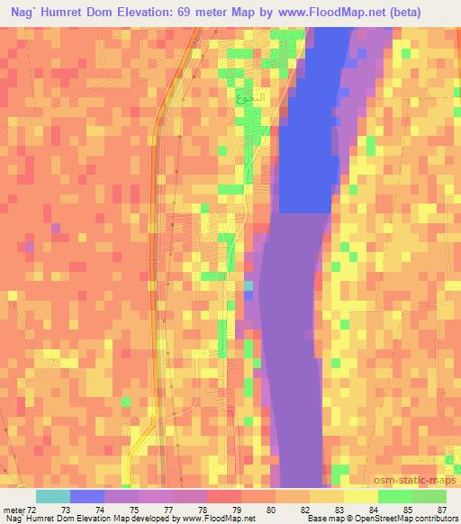 Nag` Humret Dom,Egypt Elevation Map