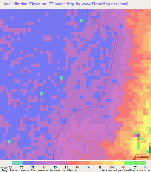 Nag` Himdan,Egypt Elevation Map