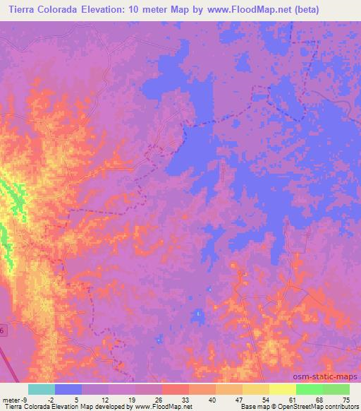 Tierra Colorada,Mexico Elevation Map