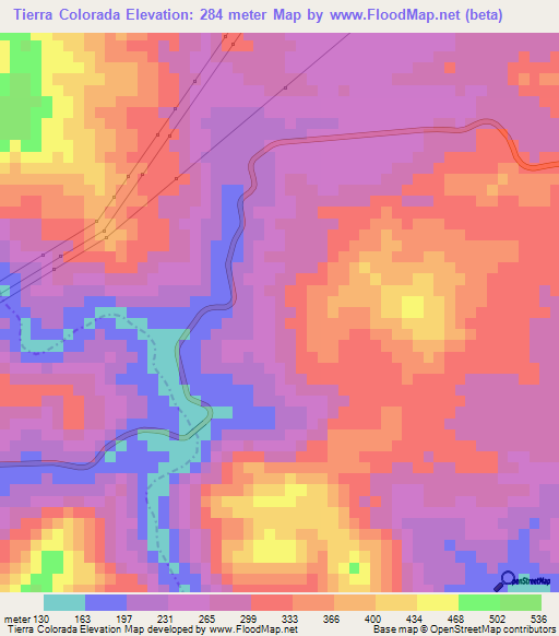 Tierra Colorada,Mexico Elevation Map