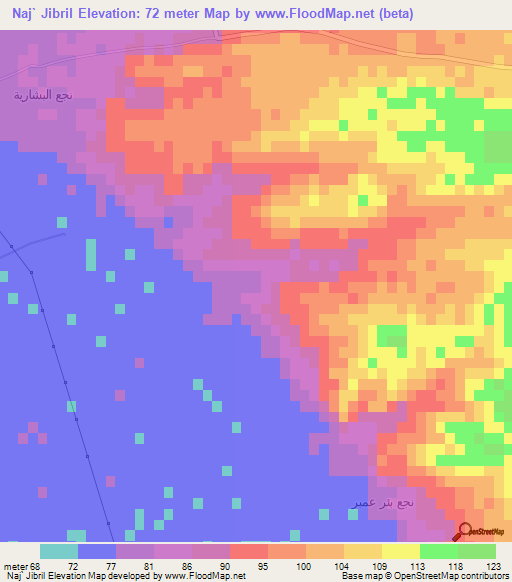 Naj` Jibril,Egypt Elevation Map