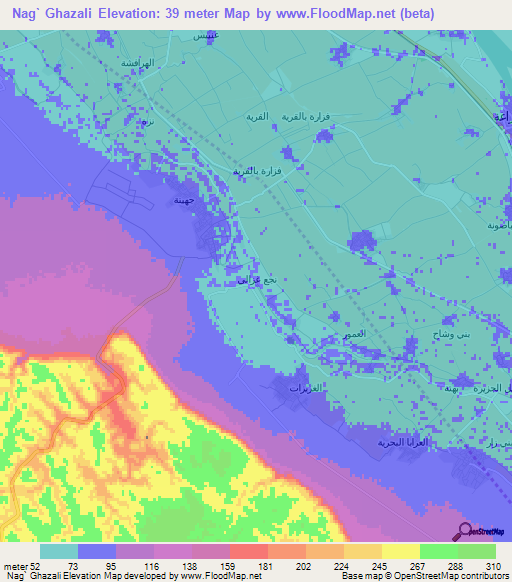 Nag` Ghazali,Egypt Elevation Map