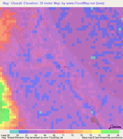 Nag` Ghazali,Egypt Elevation Map