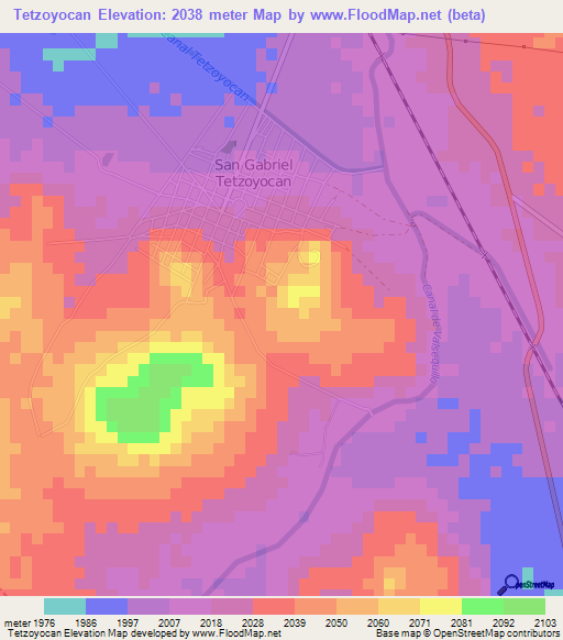 Tetzoyocan,Mexico Elevation Map
