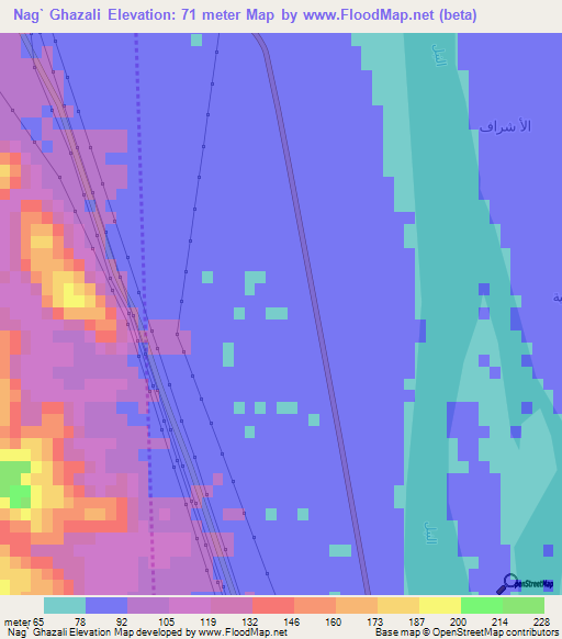 Nag` Ghazali,Egypt Elevation Map