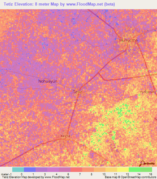 Tetiz,Mexico Elevation Map