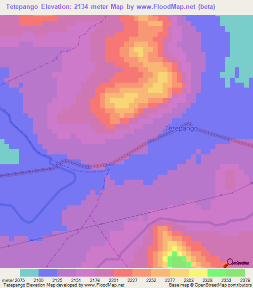 Tetepango,Mexico Elevation Map