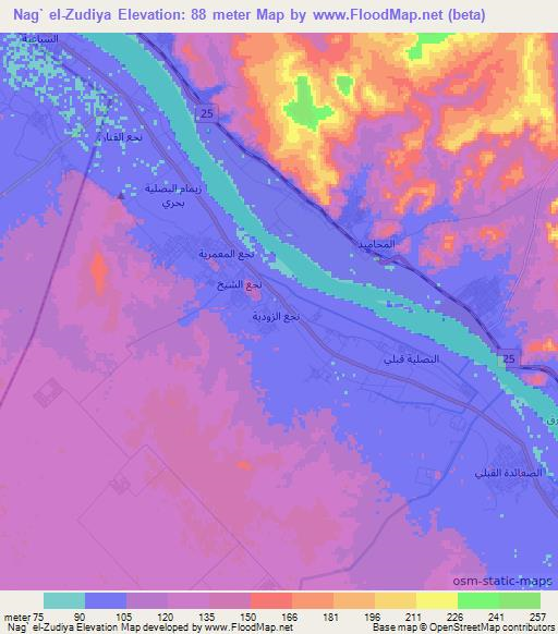 Nag` el-Zudiya,Egypt Elevation Map