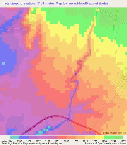 Tetelcingo,Mexico Elevation Map