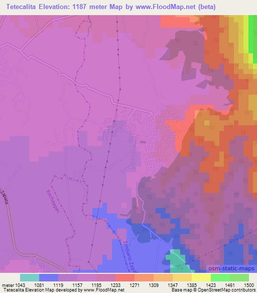 Tetecalita,Mexico Elevation Map