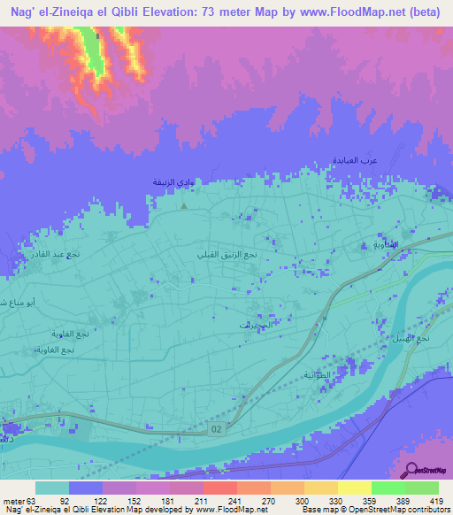 Nag' el-Zineiqa el Qibli,Egypt Elevation Map