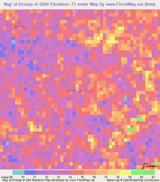 Nag' el-Zineiqa el Qibli,Egypt Elevation Map