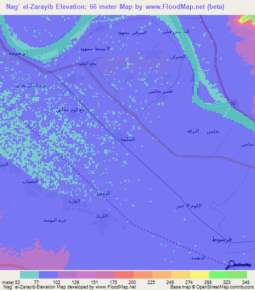 Nag` el-Zarayib,Egypt Elevation Map