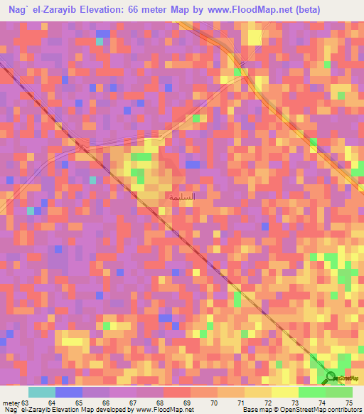 Nag` el-Zarayib,Egypt Elevation Map