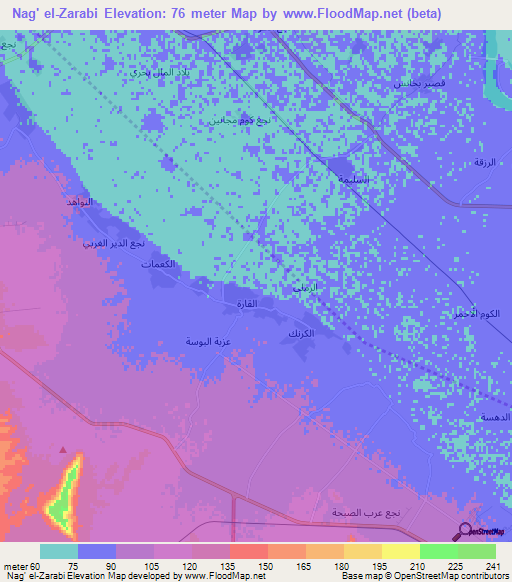 Nag' el-Zarabi,Egypt Elevation Map