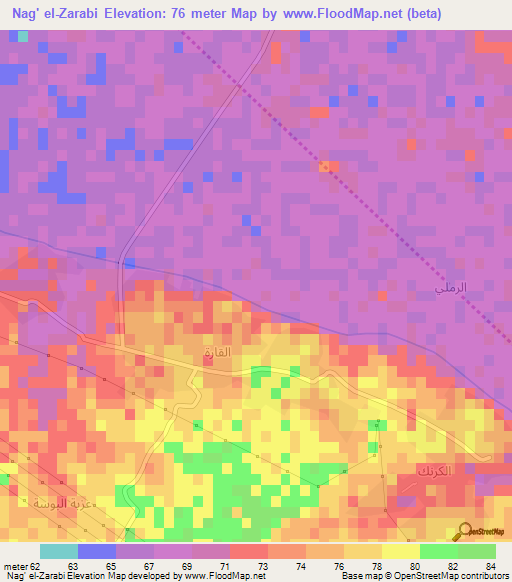 Nag' el-Zarabi,Egypt Elevation Map