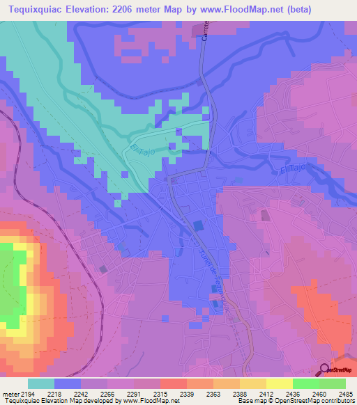 Tequixquiac,Mexico Elevation Map