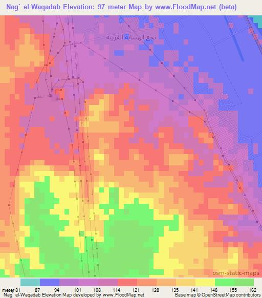 Nag` el-Waqadab,Egypt Elevation Map