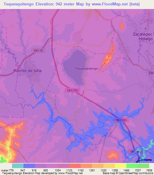 Tequesquitengo,Mexico Elevation Map