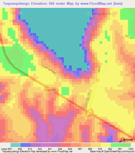 Tequesquitengo,Mexico Elevation Map