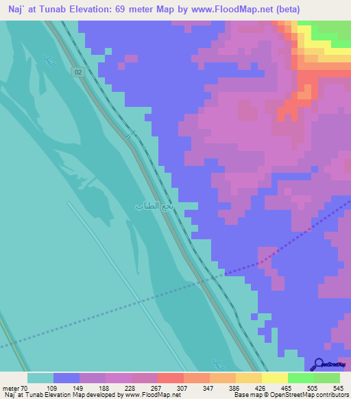 Naj` at Tunab,Egypt Elevation Map