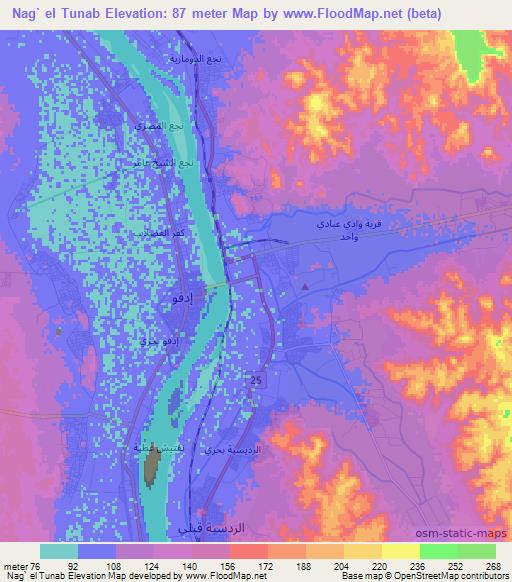 Nag` el Tunab,Egypt Elevation Map