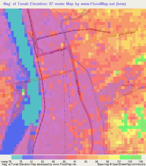 Nag` el Tunab,Egypt Elevation Map