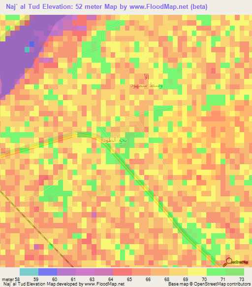 Naj` al Tud,Egypt Elevation Map