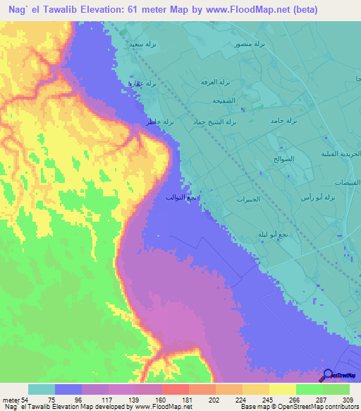 Nag` el Tawalib,Egypt Elevation Map