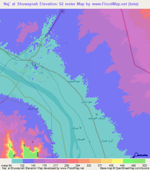 Naj` al Shuwaynah,Egypt Elevation Map