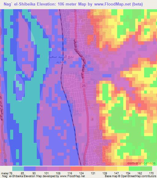 Nag` el-Shibeika,Egypt Elevation Map