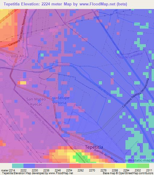 Tepetitla,Mexico Elevation Map